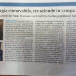 La Sicilia “Progetti energia rinnovabile, tre aziende in rampa di lancio” Progetti energia rinnovabile, tre aziende in rampa di lancio